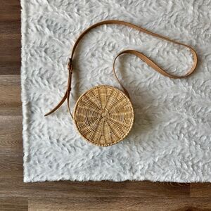 Target Rattan / Wicker Style Crossbody Purse Boho Tropical Style